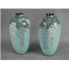 Image 1 : A good pair of 19th century cloisonnT vases decorated with pendant wisteria flowers on a light gr...