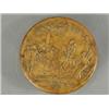Image 1 : An early 19th century French burr wood box with a titled moulded scene to the lid, 8cm diameter E...
