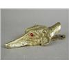 Image 1 : A Victorian gilt metal paper clip modelled as a greyhounds head with inset glass eyes, 15cm long...