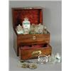 Image 1 : A late 19th century mahogany medicine chest, complete with bottles, balance scales etc., 24cm wid...