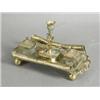 Image 1 : A 19th century gilt bronze Palais Royale four piece desk stand, supported upon ball feet, the tap...