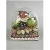Image 1 : A wax fruit model with butterflies, under a glass dome, 23cm high Est. 50/100...