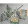 Image 1 : 3 reproduction lead firemarks and a copper sailing barge weathervane Est. 120/150...