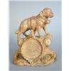 Image 1 : A late 19th/early 20th century carved wood watch holder, carved as a St. Bernard dog with a liquo...
