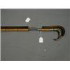 Image 1 : A mid 19th century sword stick, with horn handle, steel blade and bamboo scabbard, silver collar...