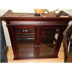 CHERRY WOOD CURIO CABINET  - NEW - LIGHTS - (as-is)