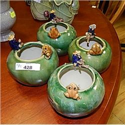 ORIENTAL POTS - MUDMAN AND FROG - 4 TOTAL
