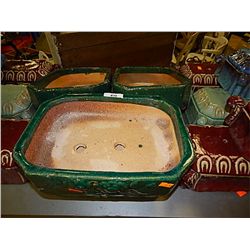 ORIENTAL POTTERY PLANT POTS - GREEN