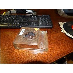 VINTAGE GLASS INK WELL STAND
