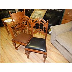 VINTAGE CARVED OAK CHAIRS - 2 X BID