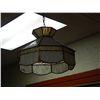 Image 1 : BRASS AND GLASS CEILING LITE