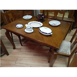 BELGUIM OAK DINING TABLE - DOUBLE DRAWER LEAFS - SOLID WOOD
