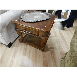 CHERRY WOOD END TABLE WITH SINGLE DRAWER - NEW - as-is