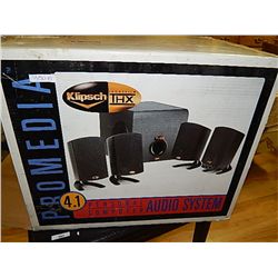 KLIPSCH SPEAKER SYSTEM - WORKING -  NEW IN BOX - RETAL $400.00