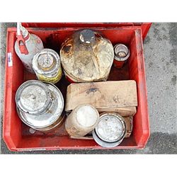 RED TOTE OF ASSORTED CLEANING, OILS, LUB OR ? - TOTE INCLUDED
