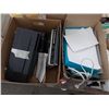 Image 1 : BOX OF ELECTRONICS AND BOX OF PAPER AND CORDS