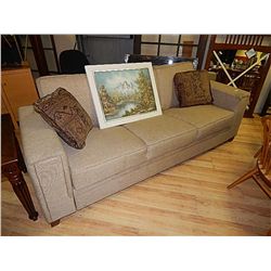 UPHOLSTERED COUCH - BEIGE - NEW - FREIGHT DAMAGED (AS-IS)