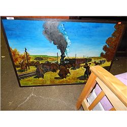 PICTURE - REPRODUCTION - 1870 WESTERN PAINTING - OIL ON BOARD