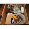 Image 1 : BOX OF MISC HARDWARE - LASER LEVEL, HAMMER, POLISH