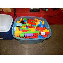 BIN OF KIDS LARGE LEGO BLOCKS