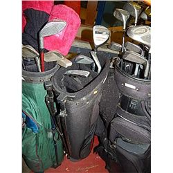 GOLF BAG AND CLUBS - BLACK & RED