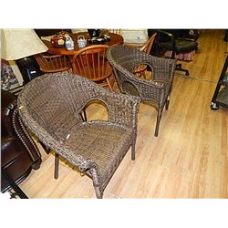 RATTAN & ALUMINUM PATIO CHAIRS - 2 TOTAL