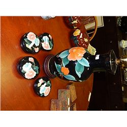 FLOWER VASE & 4 CONTAINERS