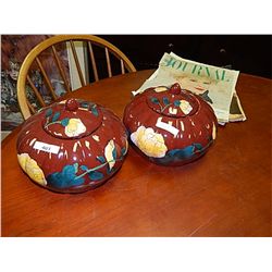 POTTERY WITH LIDS-  2 TOTAL