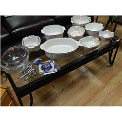 METAL & GLASS COFFEE TABLE SET - 3 PC TOTAL (1 missing end table glass)