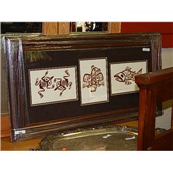 FRAMED RELIEFS -"HAIDA FROG, EAGLE, SALMON - BILL REID