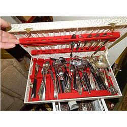 SUILVER CUTLERY CAS AND CONTENTS
