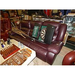 LEATHER RECLINING COUCH - PLUM COLOR - from estate