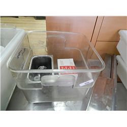 PLASTIC RESTRAUNT CLEAR BIN AND CONTENTS