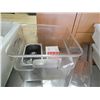 Image 1 : PLASTIC RESTRAUNT CLEAR BIN AND CONTENTS