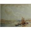 Image 1 : Attributed to Charles Rousse AN ESTUARY TOWN, PERHAPS WHITBY two watercolours, 26 x 37cm and 27 x...