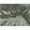 Image 1 : John Watson RURAL SNOW SCENE AT DUSK WITH FIGURES WALKING ALONG A VILLAGE STREET oil on canvas, s...