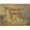 Image 1 : E S Heathcote BAY HUNTER WITH DOCKED TAIL, WHITE BLAZE AND THREE WHITE SOCKS IN STABLE INTERIOR o...