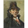 Image 1 : Continental School, 19th Century MAN IN A HAT SMOKING A CLAY PIPE oil on board, unsigned, 19 x 15...