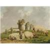 Image 1 : J. Duvall SHEEP IN PASTURAL LANDSCAPE signed J. Duvall 1848, oil on board, 14 x 23cm Est. 450/500...