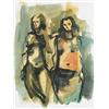 Image 1 : Jan Kowalski (?) 20th Century TWO NUDES gouache on paper, pencil signed and dated '54, 33 x 25cm...