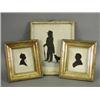 Image 1 : Three 19th century silhouettes, a pair of silhouettes together with a man and his dog, 25 x 20cm...