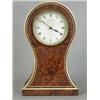 Image 1 : An Edwardian burr yewwood onion shaped mantel clock, with ivory banding, 25cm Est. 150/180...