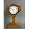 Image 1 : An oak Art Nouveau inlaid mantel clock, with enamel dial and French movement, 25cm high Est. 250/...