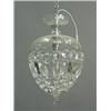 Image 1 : Two hanging glass light shades, one with domed top, the other with concentric hoops Est. 100/200...