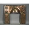 Image 1 : An Arts and Crafts beaten copper and iron fire surround/hood, with embossed Tudor roses, and fire...