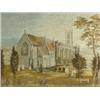 Image 1 : A 19th century woolwork picture of a church, dated on a tombstone 1882, 46 x 72cm Est. 100/200...