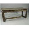 Image 1 : A 17th century oak refectory table, reduced in length, the plank top on four square chamfered leg...