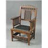 Image 1 : A Liberty & Co Moorish chair with turned spindled panels, with label 'Liberty & Co/London' Est. 5...