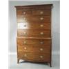 Image 1 : A George III mahogany chest on chest, the moulded cornice with a dentil frieze above two short an...