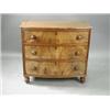 Image 1 : A 19th century mahogany bow fronted chest of three long drawers, 95cm wide Est. 600/800...